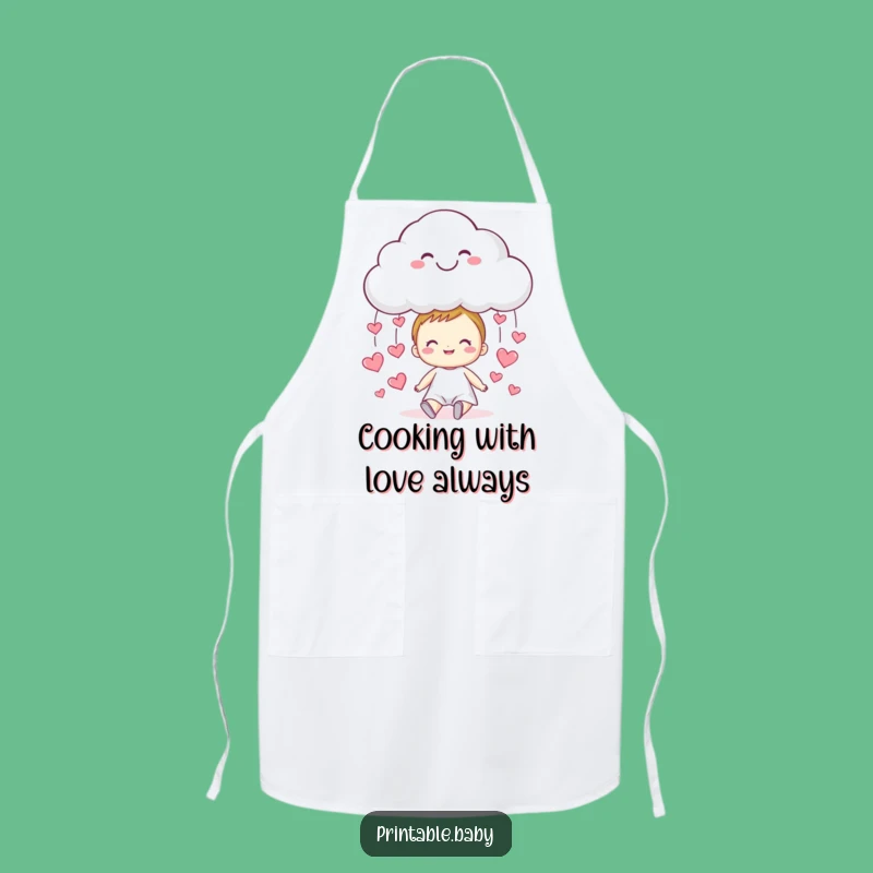 Funny Cloud Hearts Apron - Cheerful Rain Character Kitchen Gift