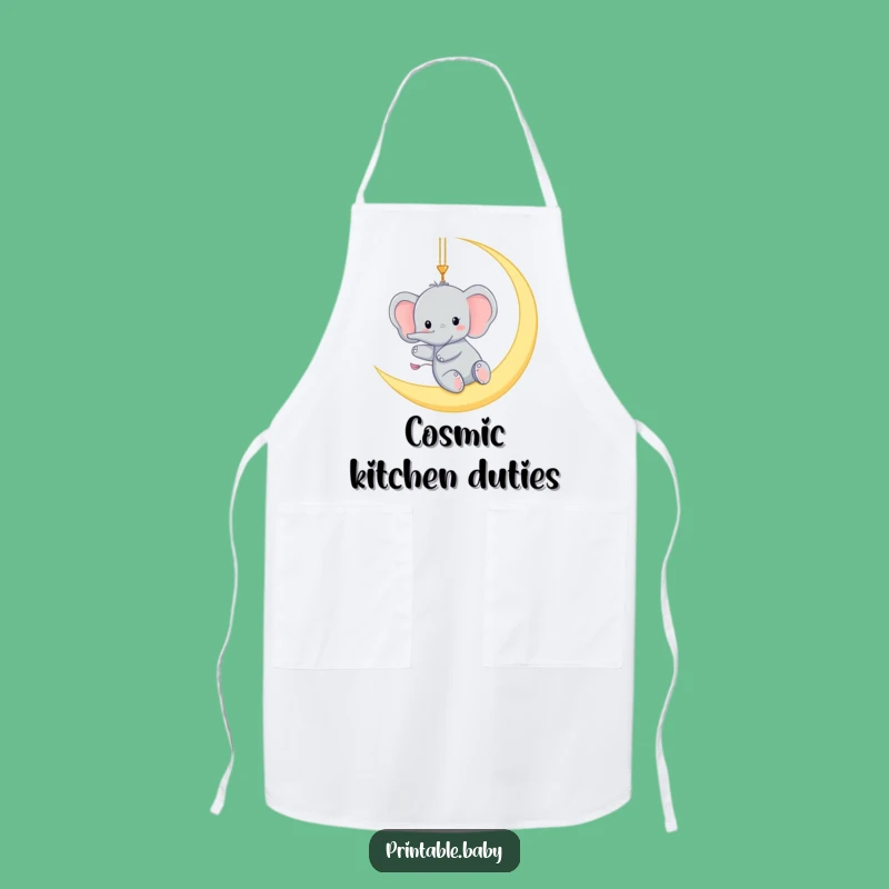 Funny Elephant Moon Apron: Cook Under the Stars