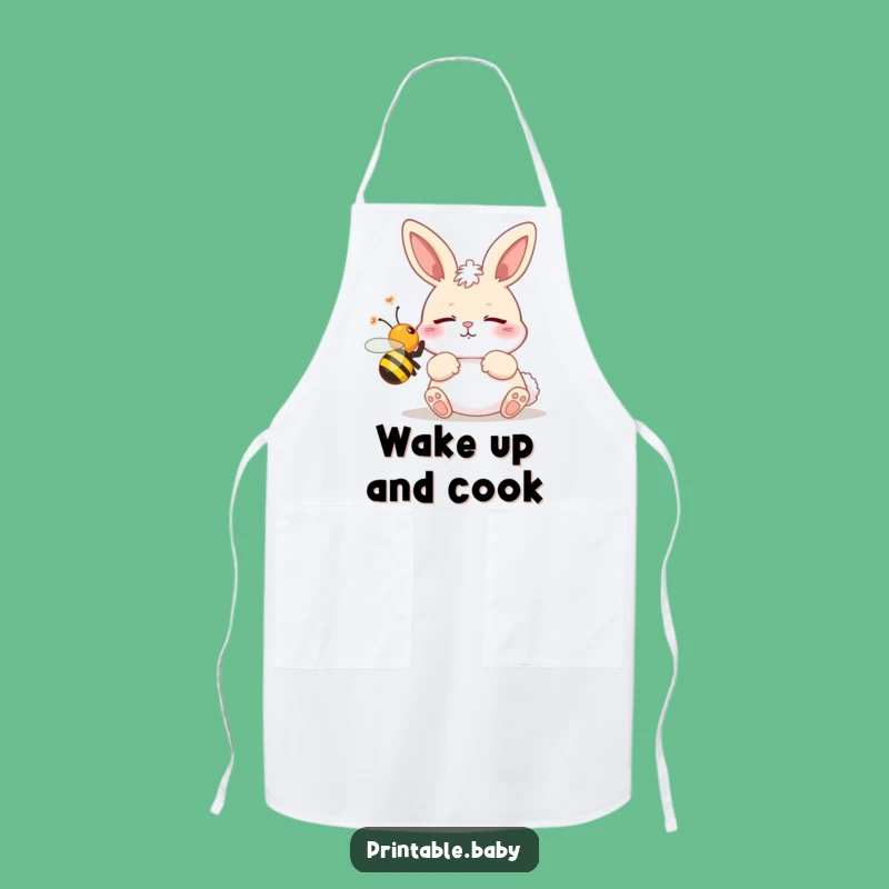 Funny Bunny Startled by Bee Apron: Cook Up Some Laughs in the Kitchen!