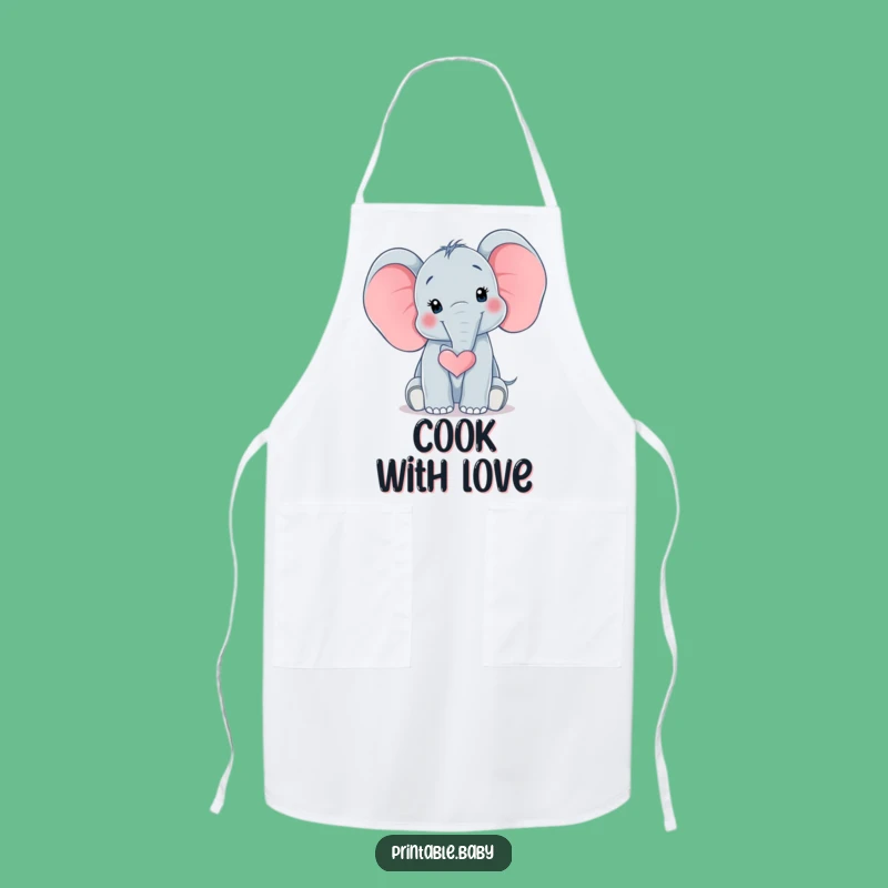 Funny Elephant Heart Apron: Baby Trunk Love Kitchen Fun, Chef's Hilarious Gift