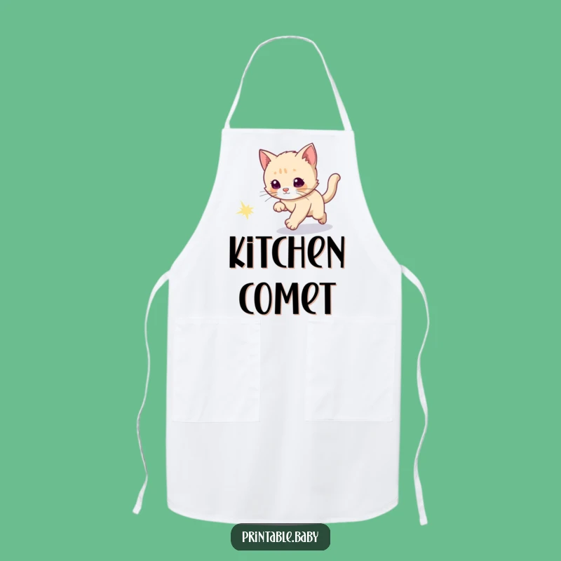 Funny Kitten Comet Chase Apron: Kitchen Cosmic Chef Gift Apron