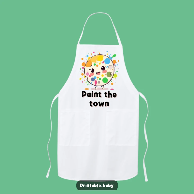 Protect your masterpieces (and your clothes) with this apron featuring a cheerful paint palette character. Perfect for artists who love to make a colorful statement.