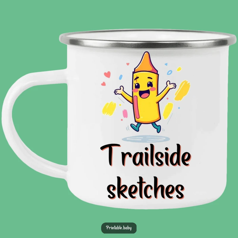 Durable Funny Crayon Camping Mug: Playful Dancer for Outdoor Creative Sessions