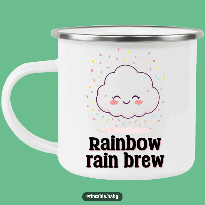 Durable Funny Giggling Cloud Camping Mug: Confetti Rain for Outdoor Creative Inspiration