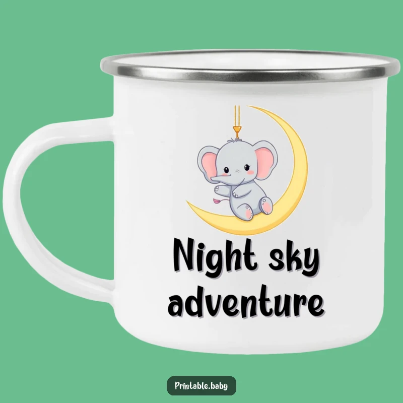 Funny Elephant Moon Camping Mug: Celestial Campfire Companion