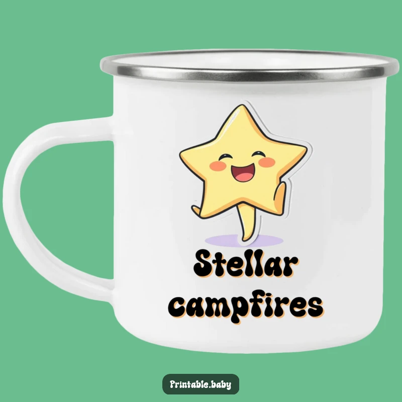 Funny Laughing Star Cartwheel Camping Mug: Durable Sticker Character Enamel Cup