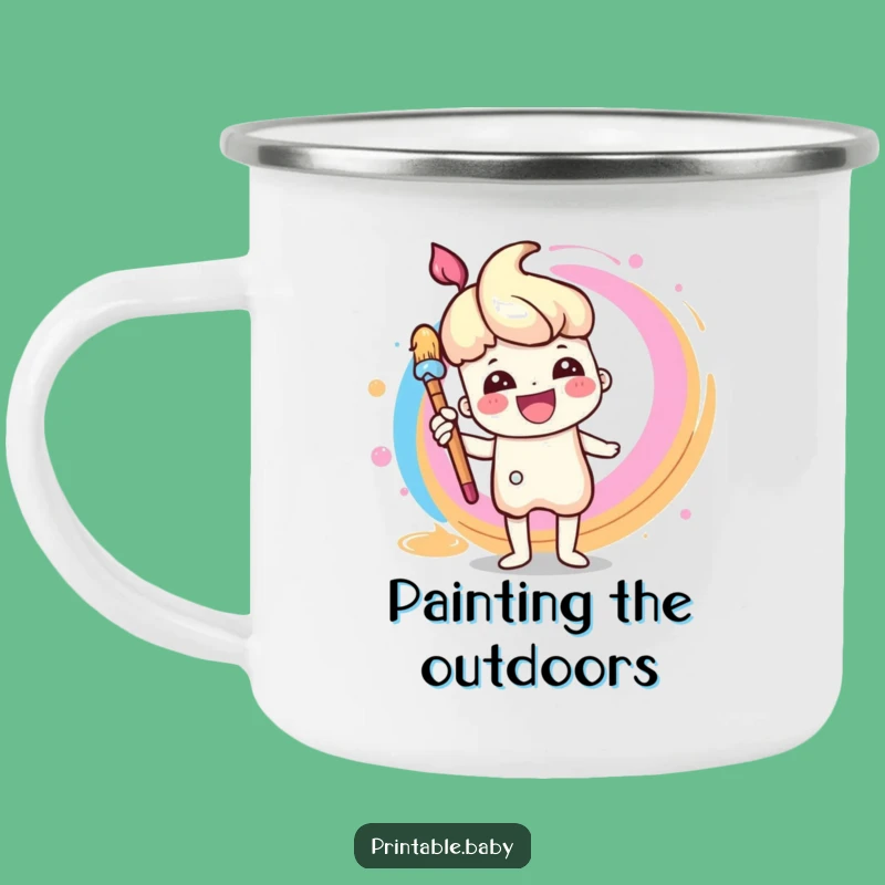 Funny Paintbrush Camping Mug - Rainbow Art for Creative Outdoor Fun & Gifts