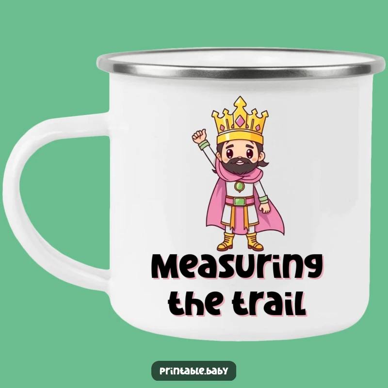 Funny Triumphant Ruler Camping Mug: Artist Character Enamel Cup for Outdoors