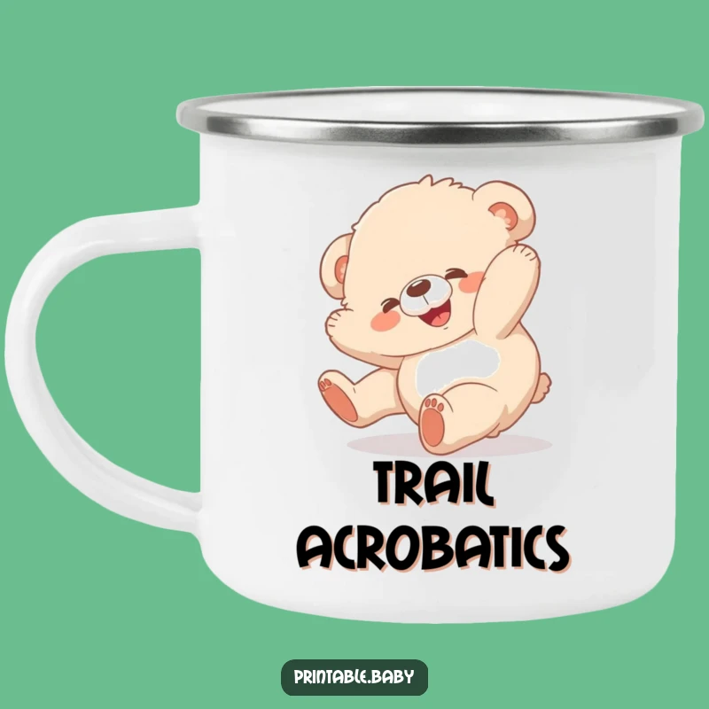 Funny Bear Cub Camping Mug: Enjoy Outdoors with Tumbling Joy