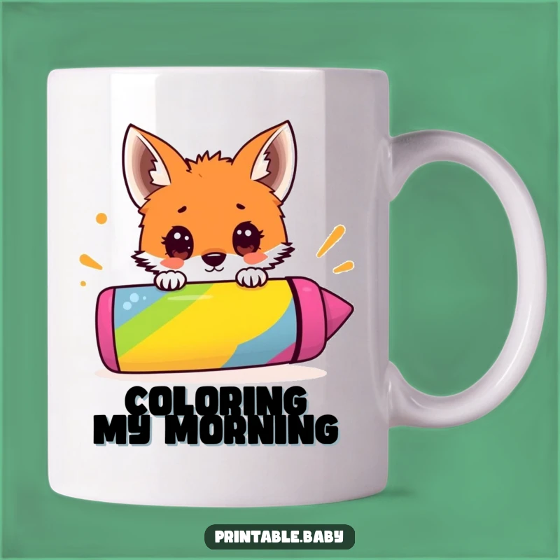 Funny Fox Mug: Crayon Peek Surprise, Perfect Funny Gift for Artists