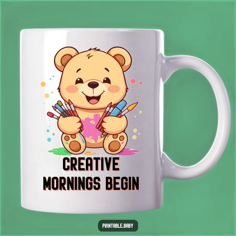 Funny Art Bear Mug: Smiling Teddy with Paint, Perfect Gift for Creative Souls