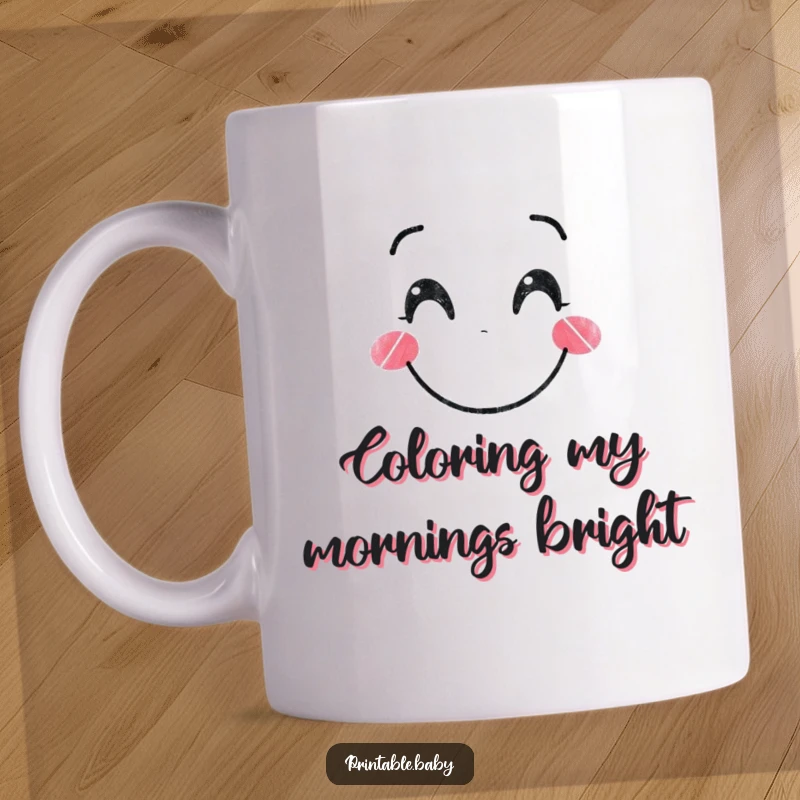Funny Crayon Mug: A smiling crayon character drawing a big happy face, celebrating creativity and joy in a fun design.