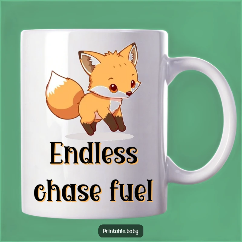 Funny Fox Cub Tail Chasing Mug: Hilarious Pet and Animal Lover Gift