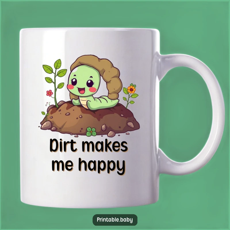 Funny Happy Worm Mug: Hilarious Gift for Gardeners and Earthy Humor Lovers