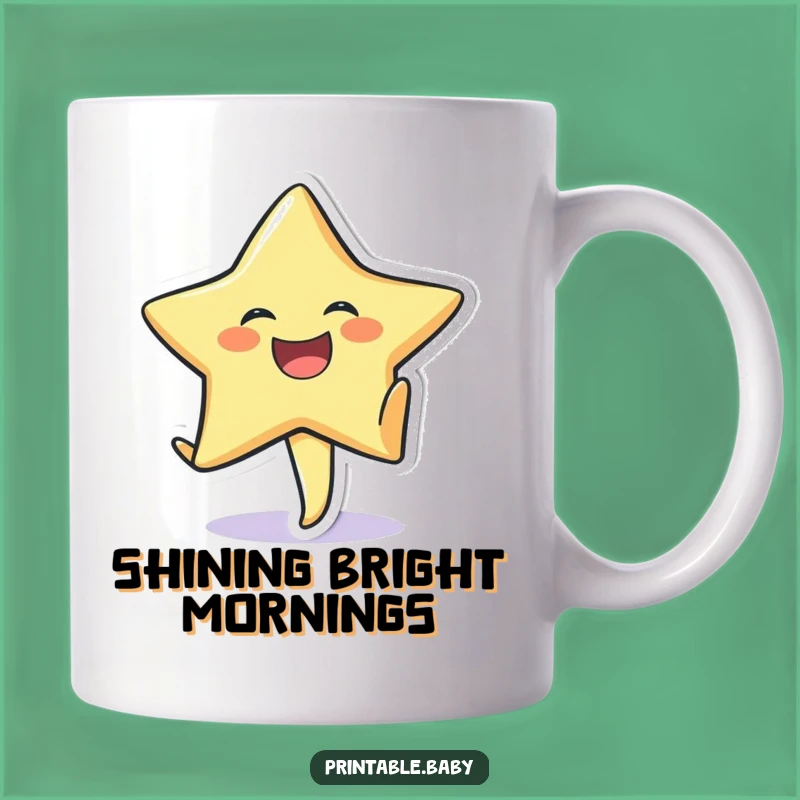 Funny Laughing Star Cartwheel Mug: Cheerful Sticker Character Gift for Bright Mornings