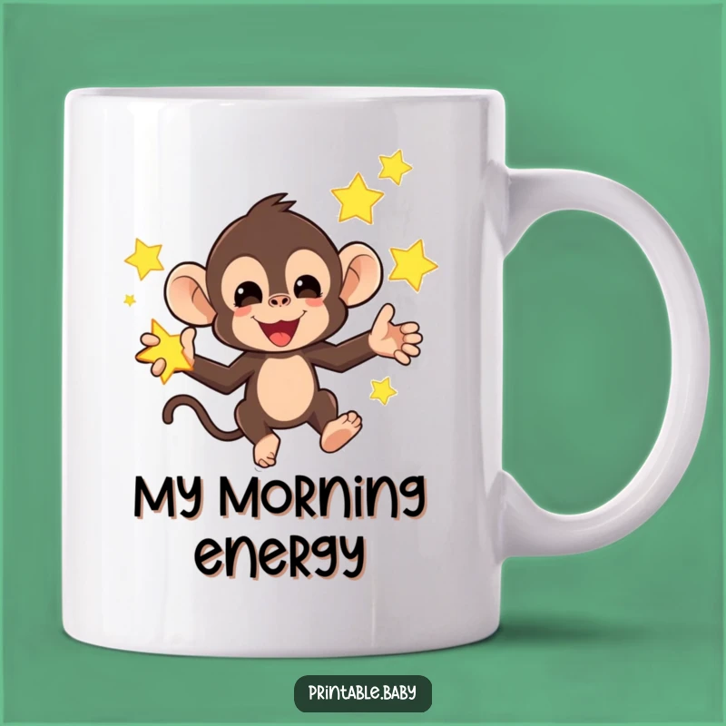 Funny Monkey Star Mug: Juggling Fun for Your Morning Brew