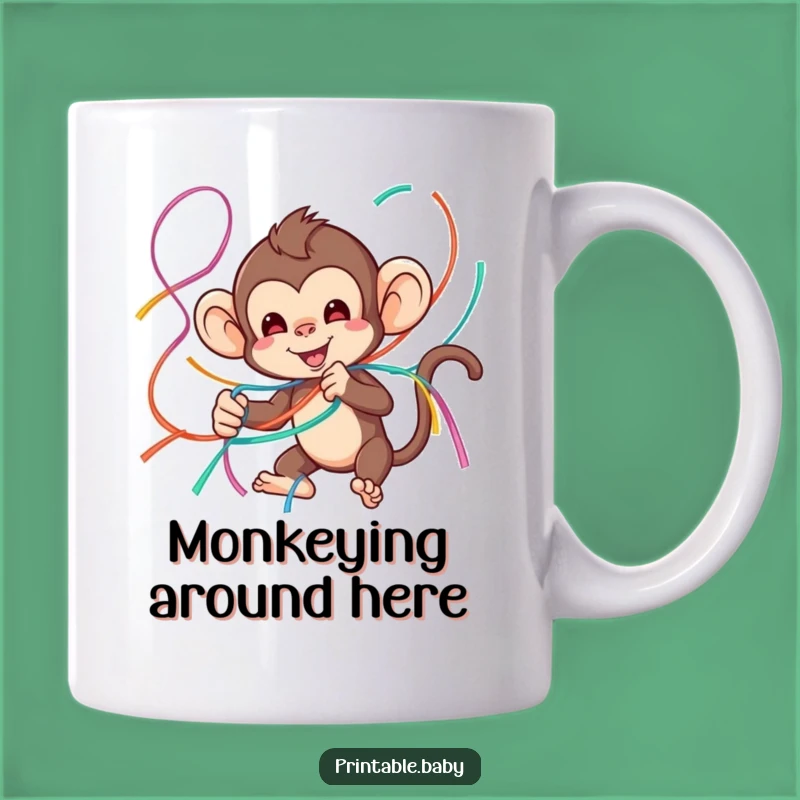 Funny Monkey Streamer Mug: Playful Tangle for a Hilarious Gift