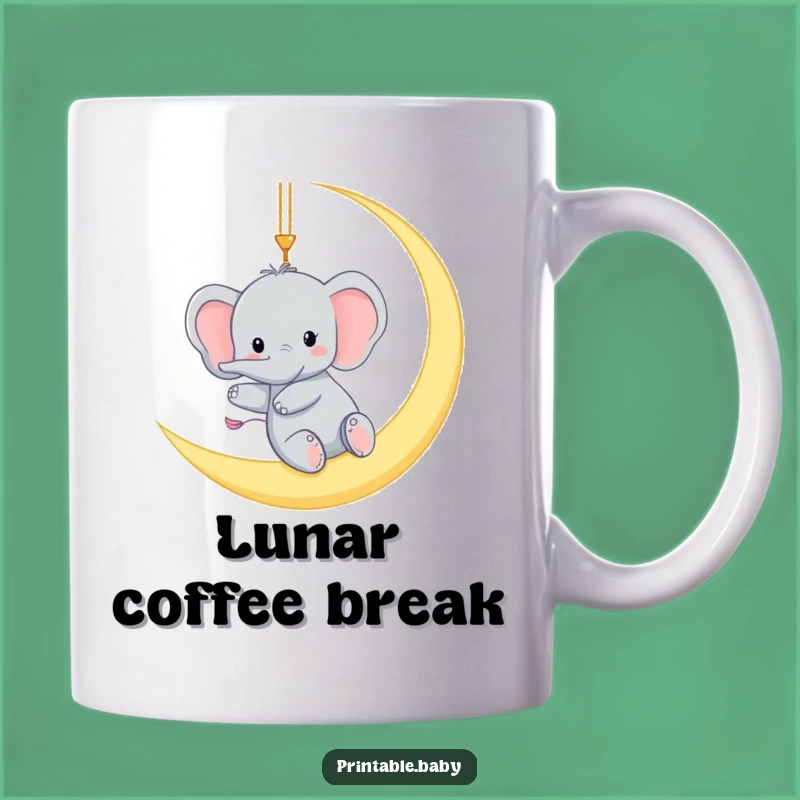 Funny Elephant Moon Mug: Whimsical Nighttime Joy Gift