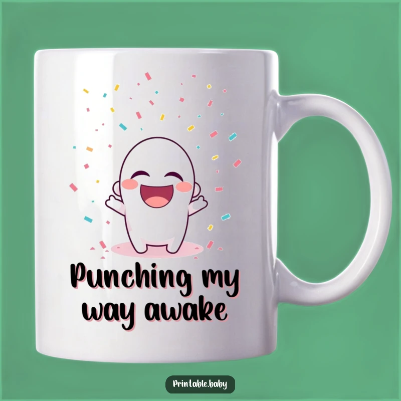 Funny Hole Punch Confetti Mug: Playful Character Gift for Party Mornings