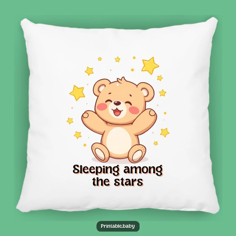 Cozy Funny Teddy Bear Stars Pillow - Delighted Dreamer Decor