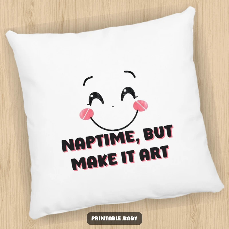 Funny Crayon Pillow: Soft cushion featuring a smiling crayon character drawing a happy face, adding comfort and artistic humor.