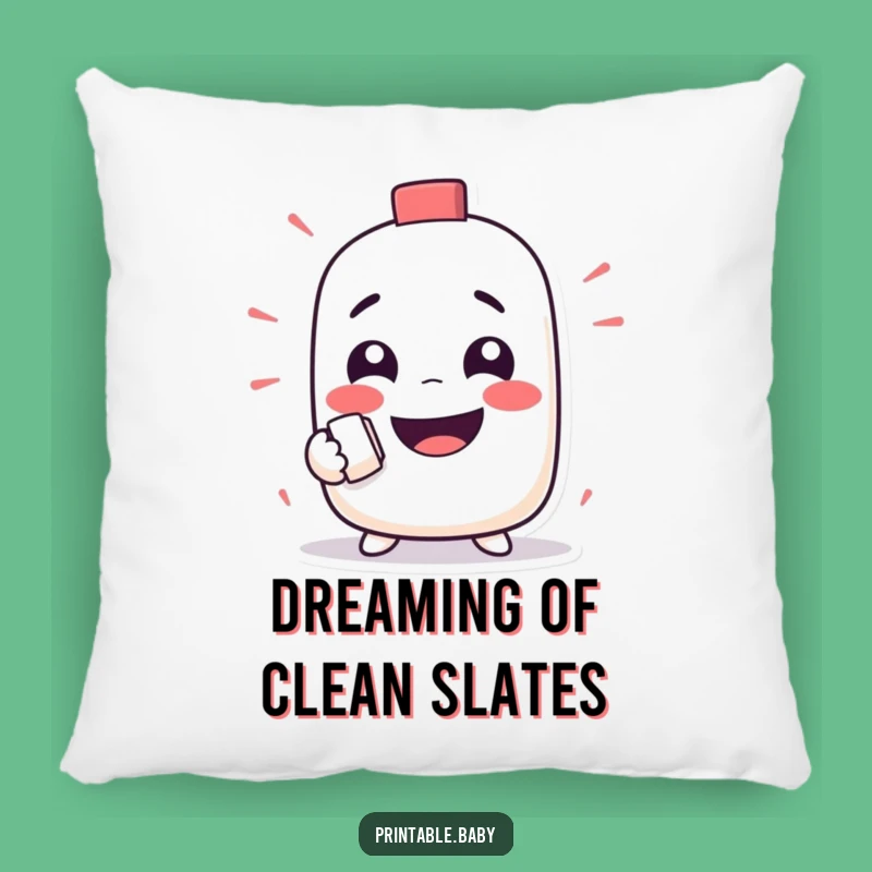 Funny Eraser Pillow: Mischievous Character Erases Frowns, Comfy Humorous Accent Gift