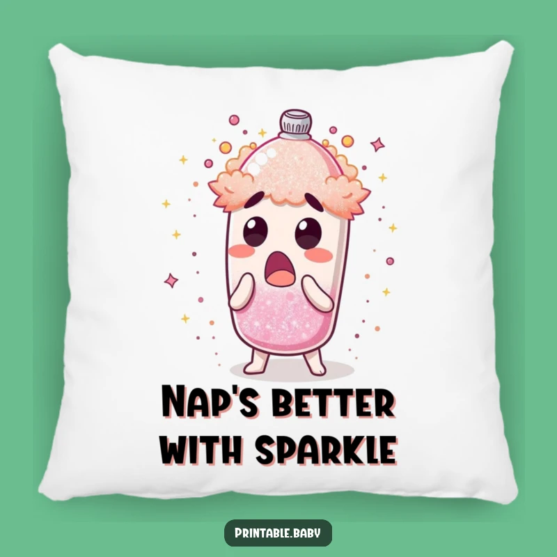 Funny Glitter Shaker Pillow: Surprised Character Adds Sparkle, Comfy Humorous Accent Gift