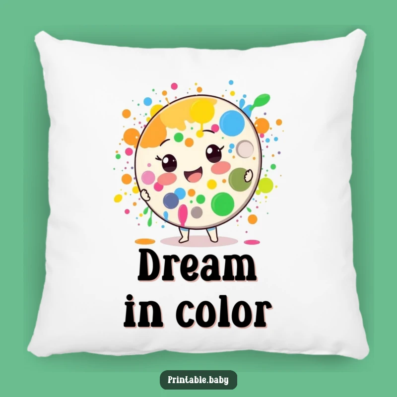Cuddle up with creativity! This pillow features a cheerful paint palette character, bringing comfort and vibrant color to your living space.