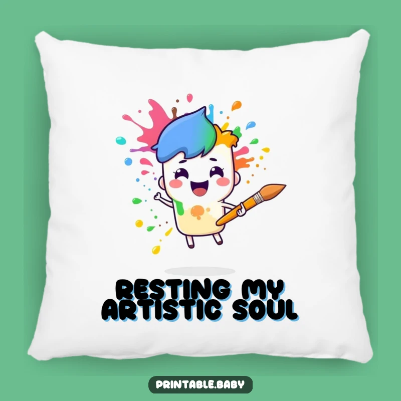 Funny Paintbrush Rainbow Pillow: Soft Artist Character Cushion Gift