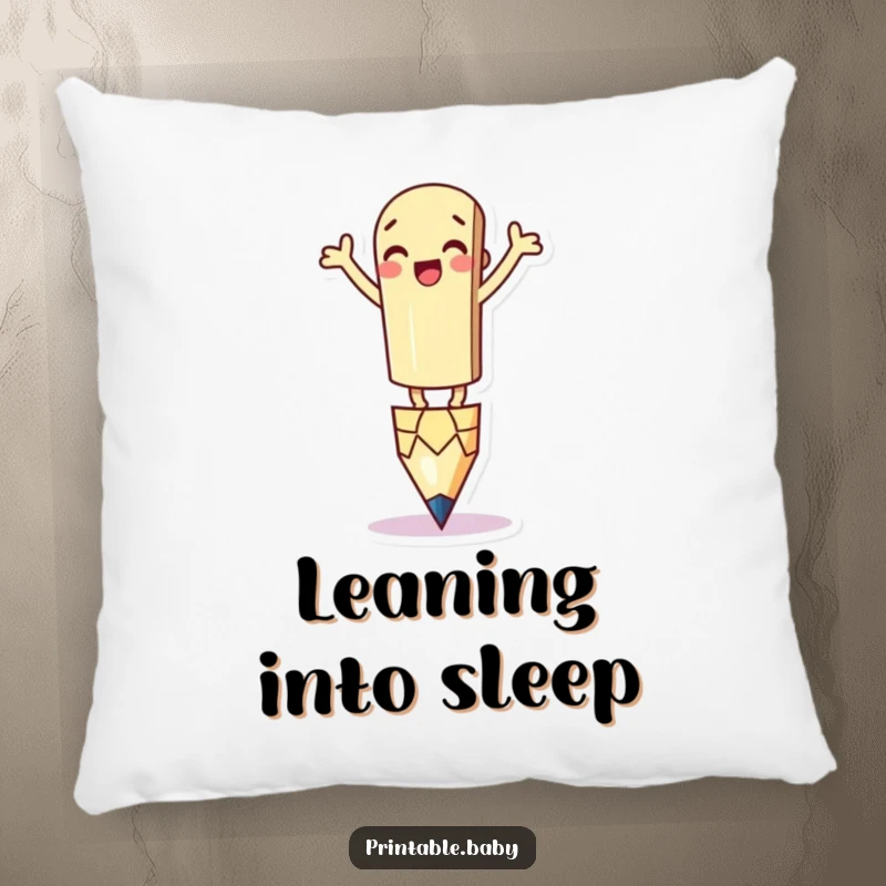 Funny Pencil Pillow: A soft pillow featuring a silly pencil character balancing on its tip, perfect for adding whimsical charm.
