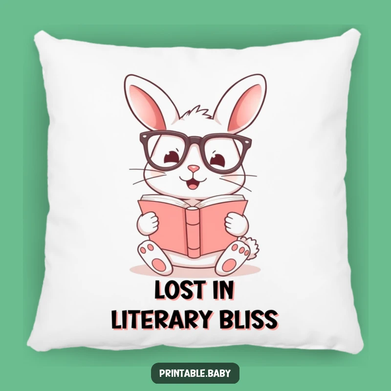 Funny Bunny Reading Pillow: Cozy Glasses-Wearing Rabbit Cushion, Adorable Funny Gift for Book Lovers