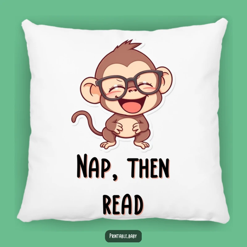 Funny Monkey Pillow - Plush Giggling Spectacled Primate Cushion, an Intellectual Gift