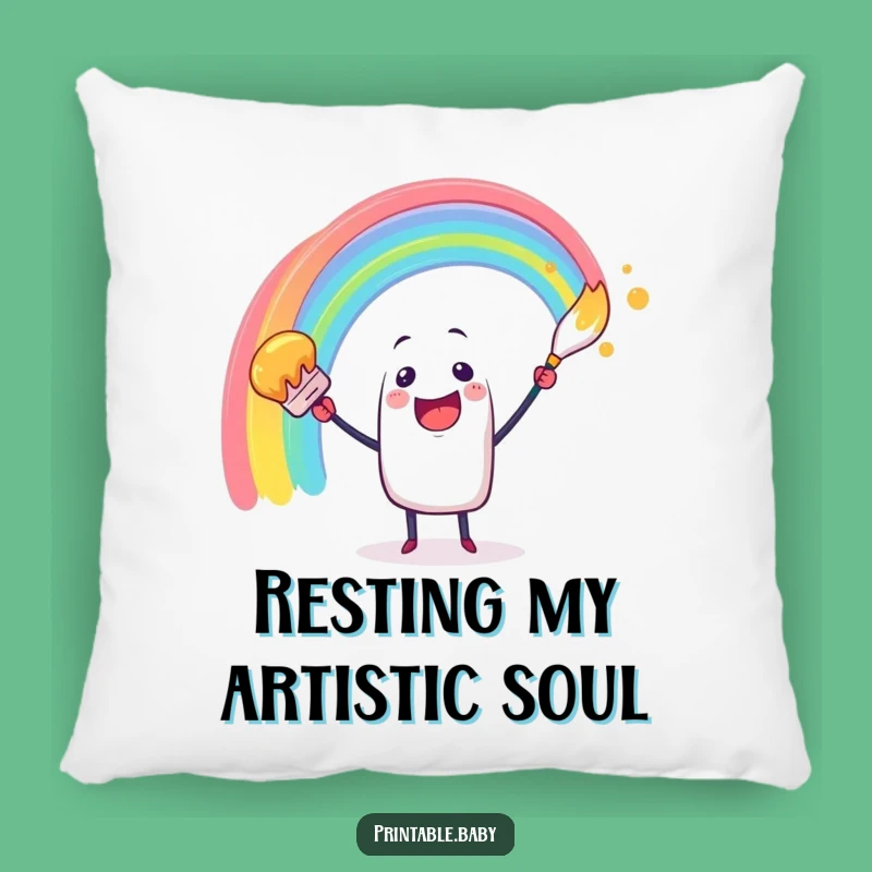 Funny Paintbrush Rainbow Pillow: Cozy Color, Perfect Funny Gift!