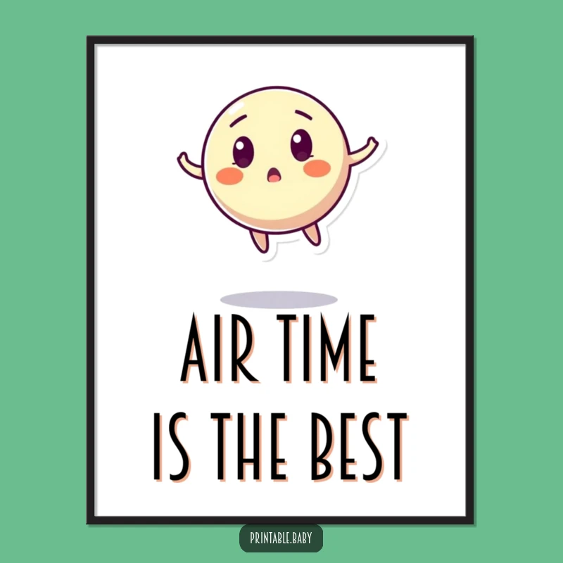 Funny Bouncing Ball Digital Art - Surprised Character Print for Instant Dynamic Decor Gift