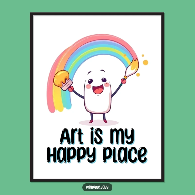 Funny Paintbrush Rainbow Digital Art: Colorful Print, Perfect Funny Gift!