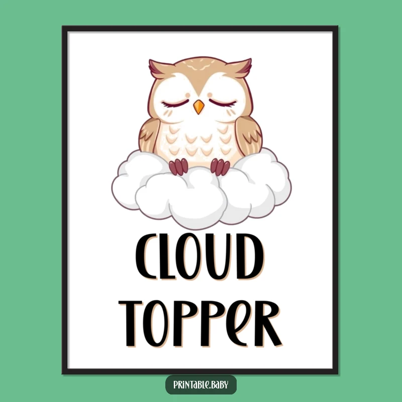 Funny Owl Cloud Digital Print: Instant Peaceful Decor