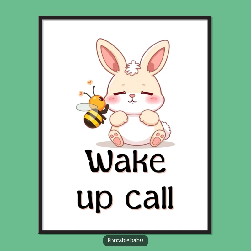 Funny Bunny Startled by Bee Digital Print: Instant Hilarious Decor!