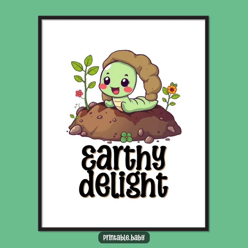 Funny Happy Worm Digital Art: Hilarious Printable Decor for Earthy Spaces