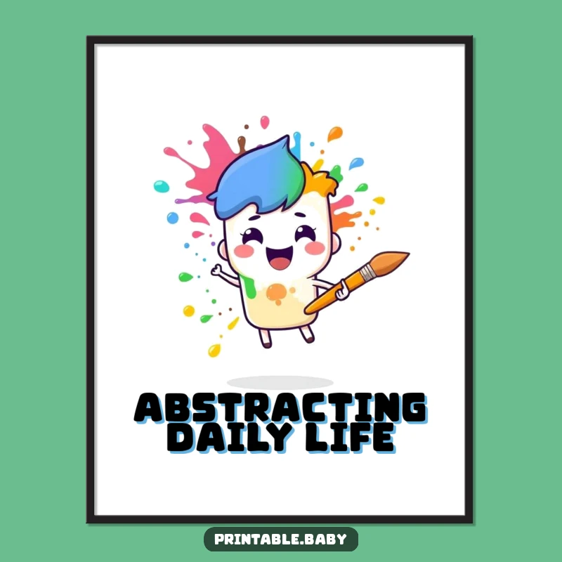 Funny Paintbrush Rainbow Digital Art: Cheerful Artist Printable Gift