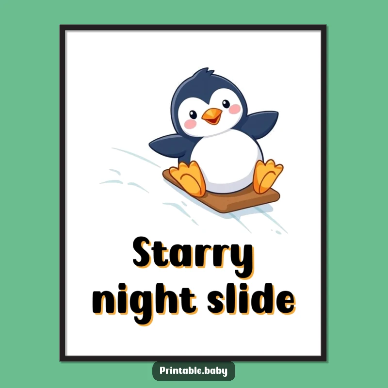 Funny Penguin Digital Art: Hilarious Starry Slope Arctic Download