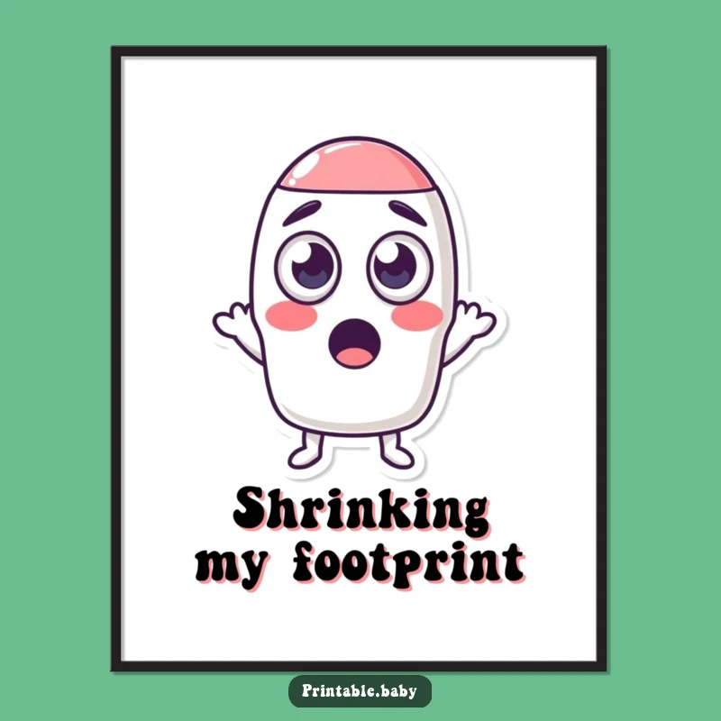 Funny Surprised Eraser Shrinking Shape Digital Art - Hilarious Printable Gift
