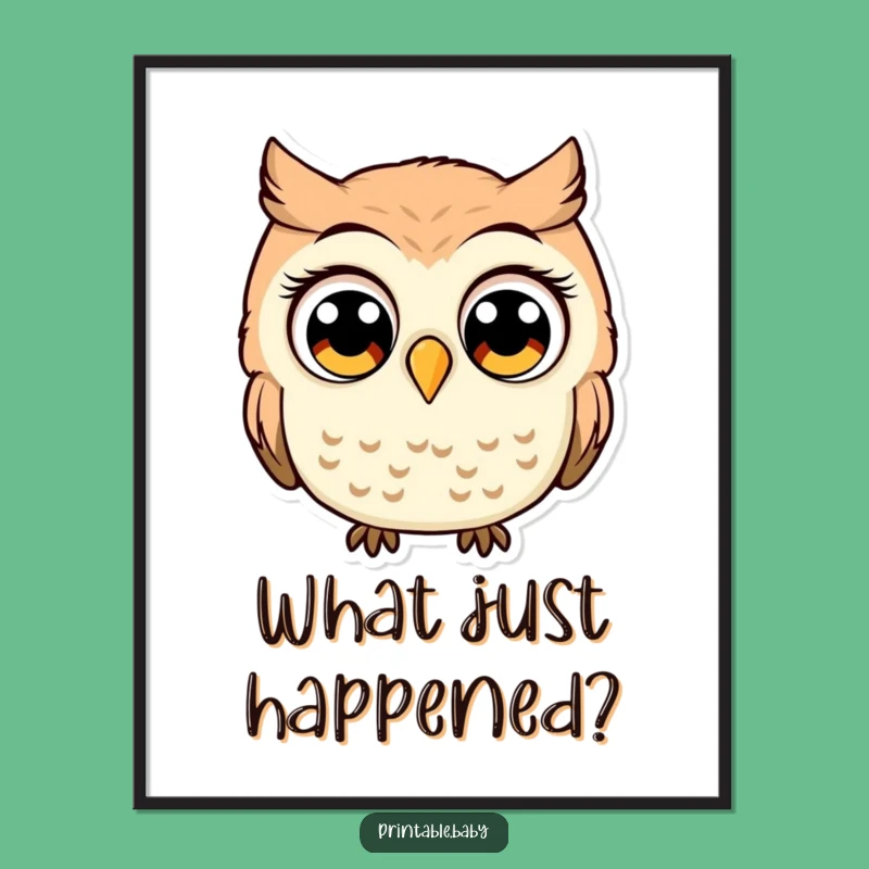 Funny Surprised Owl Digital Art: Hilarious Printable Decor for Wide-Eyed Spaces