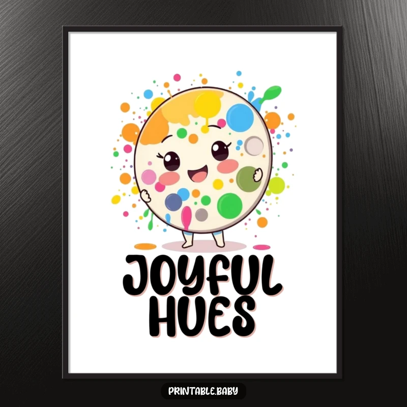 Funny Paint Palette Digital Art: A cheerful paint palette character splattering bright colors, offering instant artistic and happy decor.