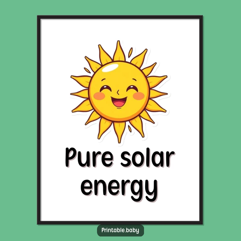 Funny Grinning Sun Digital Art: Sunshine Character Print, Instant Funny Gift Download