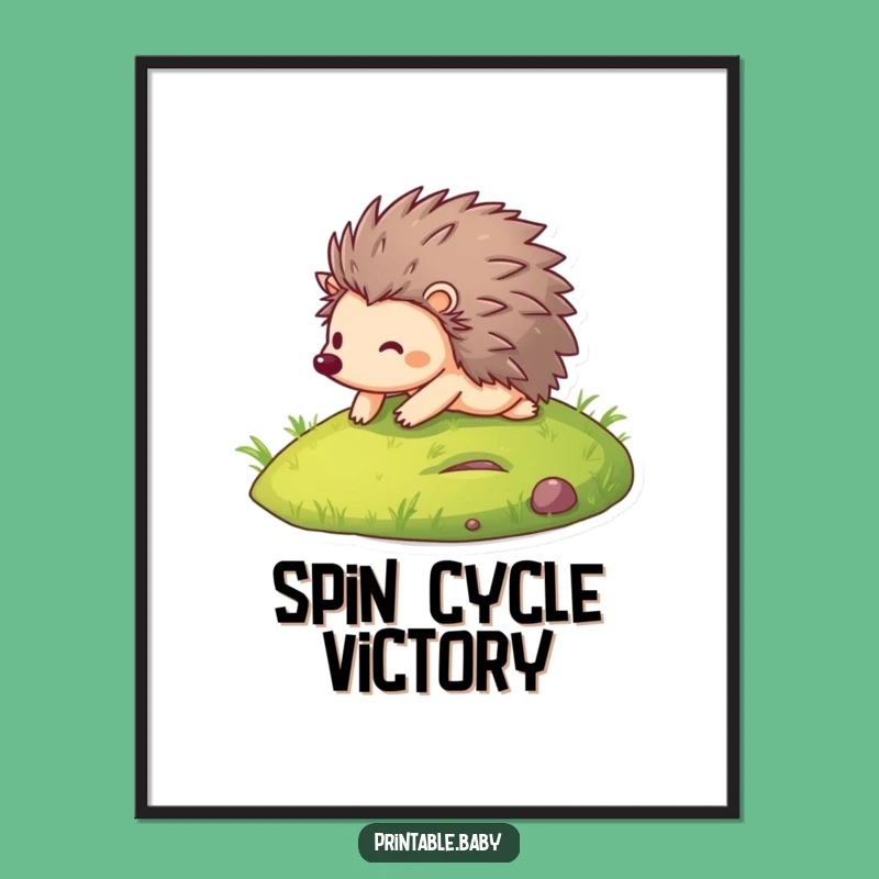 Funny Hedgehog Rolling Digital Art - Hilarious Wall Decor