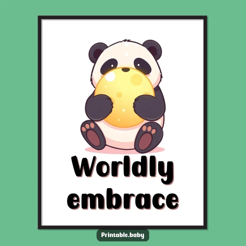 Funny Panda Digital Art: Adorable Planet Hug Download