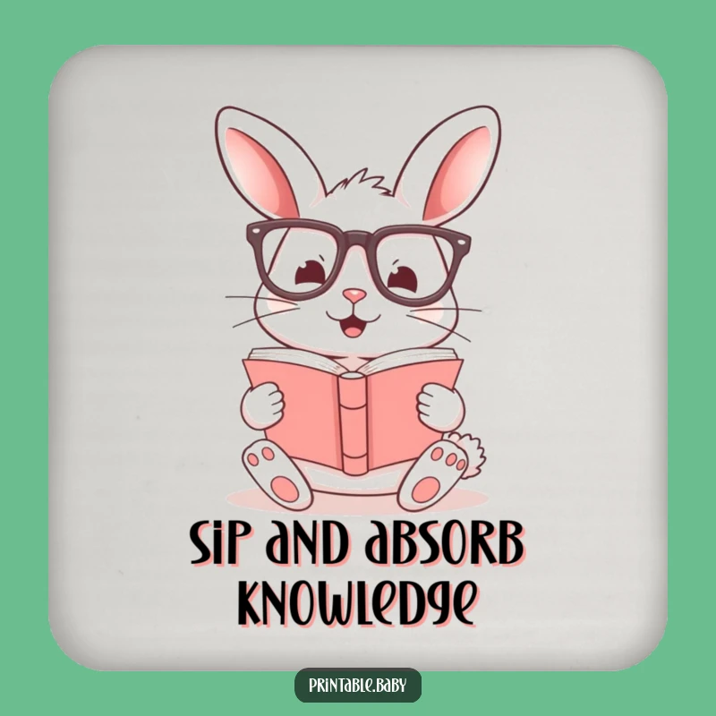 Funny Bunny Coaster Set: Cute Glasses-Wearing Rabbit Drink Coasters, Adorable Funny Gift for Hosts