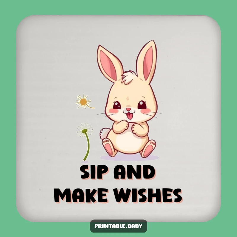 Funny Bunny Dandelion Drink Coaster - Mischievous Gift