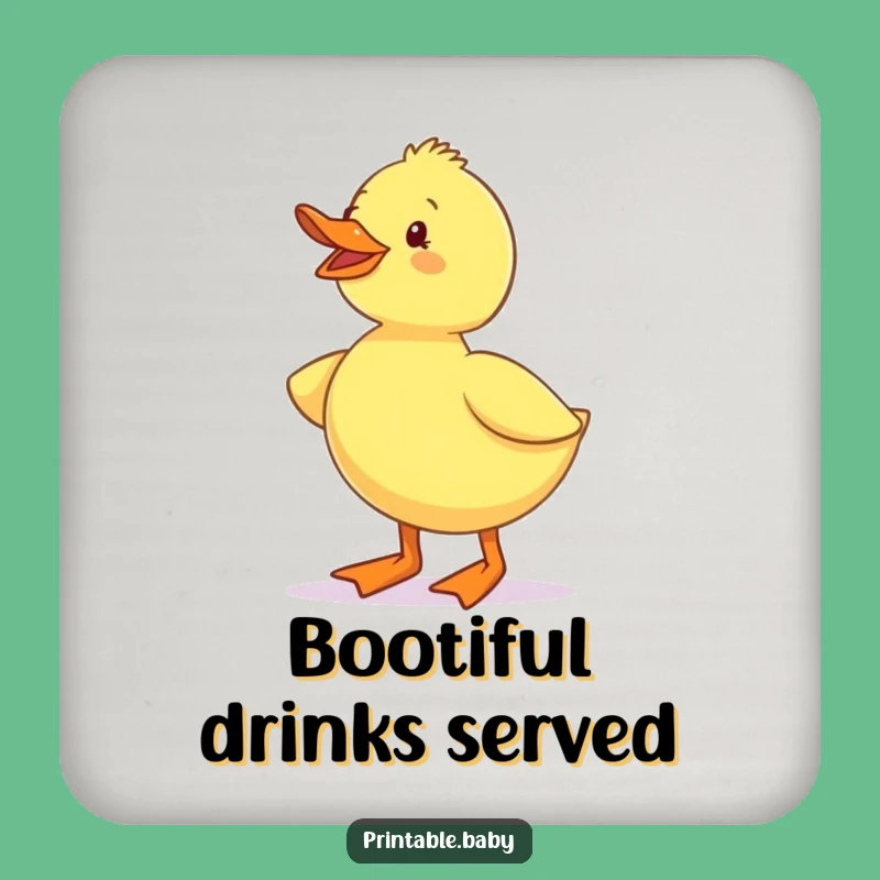 Funny Duckling Waddling Boots Coasters: Protect Surfaces with Humorous Style