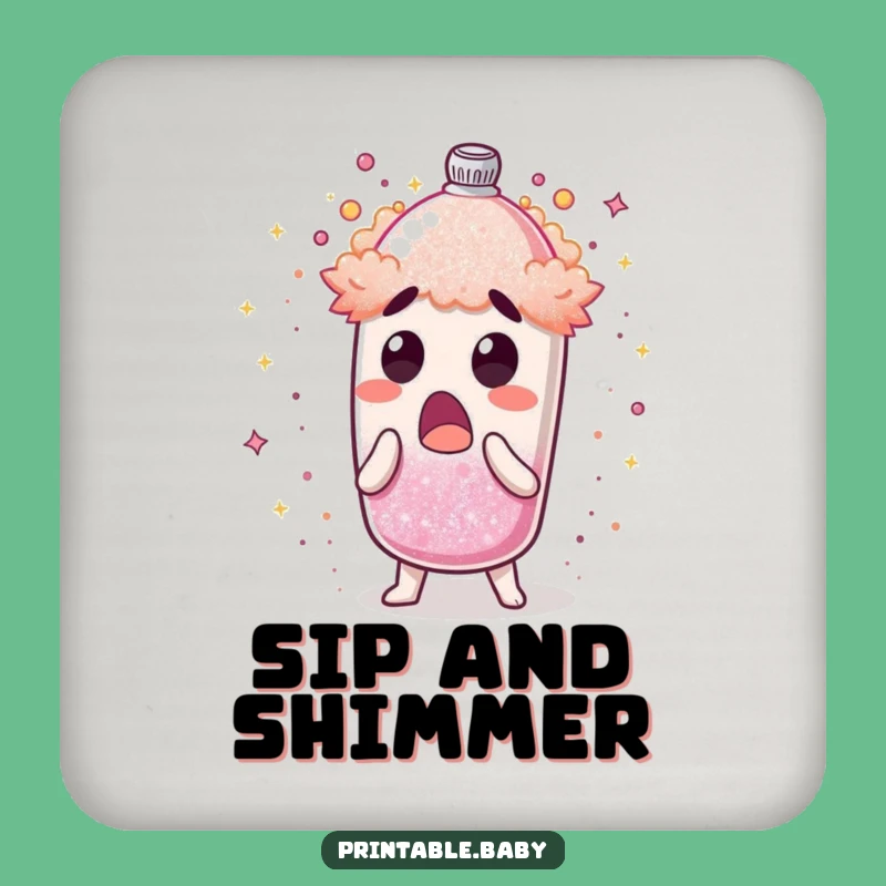 Funny Glitter Shaker Coaster: Surprised Character Protects Surfaces with Sparkle, Humorous Decor Gift